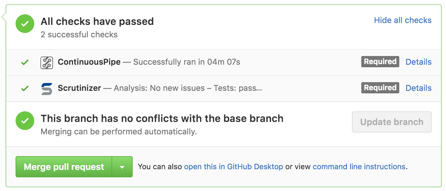 GitHub statuses on Pull-Request